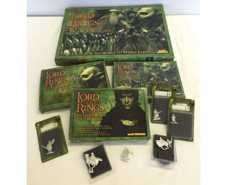 4 boxed of Lord of the Rings: The Fellowship of the Ring games Workshop paintable figures (one still sealed) together with a 