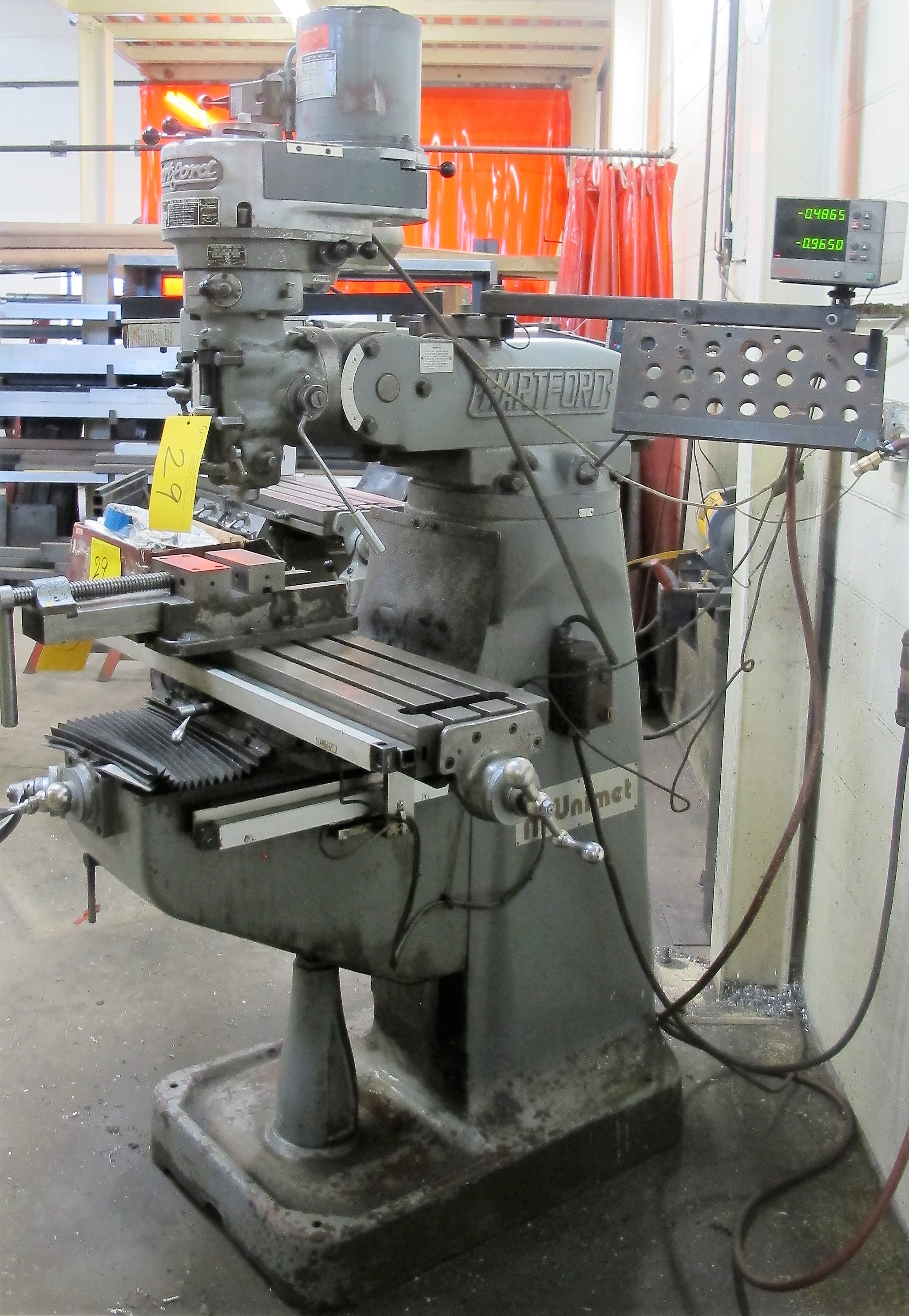 HARTFORD 2S VERTICAL MILLING MACHINE, S/N 801482, MITUTOYO 2AXIS DRO