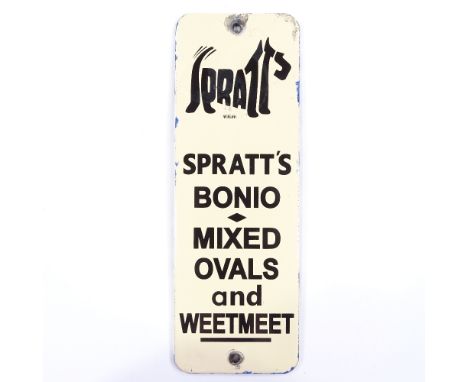 A rare original enamel advertising door finger plate, for Spratt's Bonio Dog Food, height 20cm 