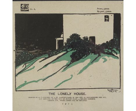 Claude Lovat Fraser, lithograph, the lonely house, 1913, sheet size 7.5" x 8.5", mounted 