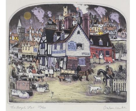 Graham Clarke, coloured etching, the Royal Star triptych, signed in pencil, no. 376/400, framed, overall dimensions 15" x 28"