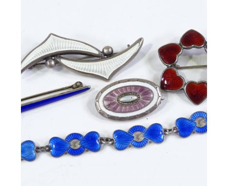 Various Scandinavian silver and enamel jewellery 