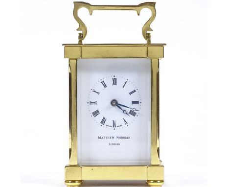 A modern brass-cased 8-day carriage clock, by Matthew Norman of London, case height 11.5cm 