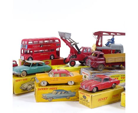 A collection of die cast vehicles, mainly Dinky, and some boxed 