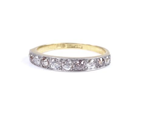 An 18ct gold 2-colour diamond half eternity ring, platinum-topped settings, setting height 3.6mm, size S, 3.3g 