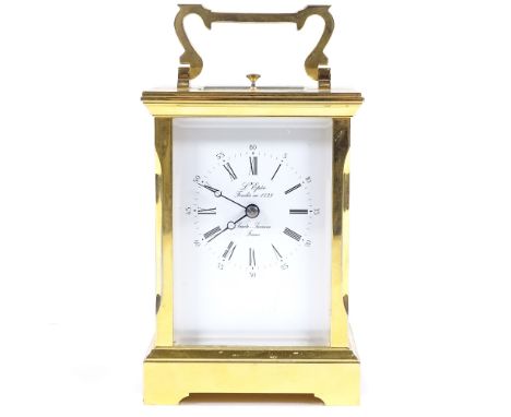 A modern French brass-cased 8-day carriage clock with repeat movement, case height 13.5cm 