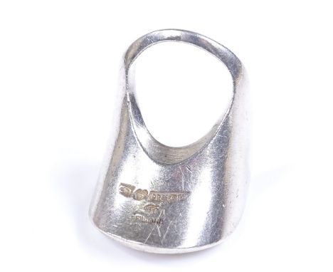A Finnish sterling silver ring? with stylised open work settings, marks for Turku of Finland, maker's marks GP, length 32.5mm