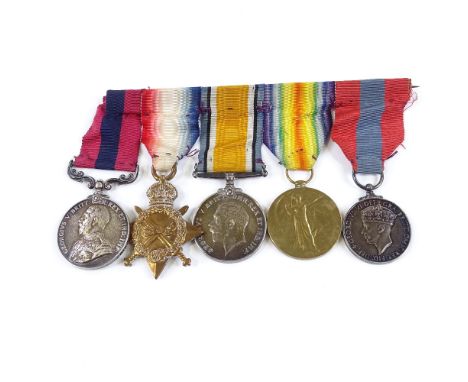 A DCM group of 5 First War Service medals to 275348 Sgt S Spencer 1/6 Essex R-TF, including the Distinguished Conduct in the 