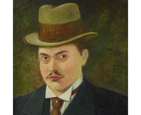 S Levison, oil on canvas, portrait of a man, 1910, 18" x 15", framed 