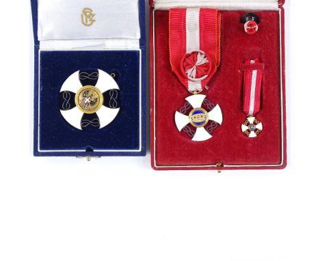 2 Italian unmarked enamel Cross medals, cased (2) 