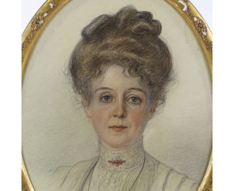 William Anderson, oval watercolour, portrait of a woman, inscribed on reverse with date 1917, 20.5" x  15", framed 