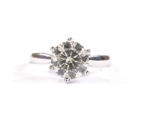 A 2.09ct solitaire diamond ring, 18ct white gold settings with 6-prong diamond settings, clarity approx I1, colour approx K, 