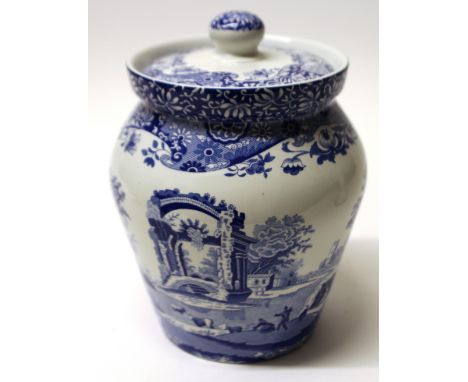 A SPODE ITALIAN BISCUIT BARREL H 23 CM  DIAMETER 17 CM