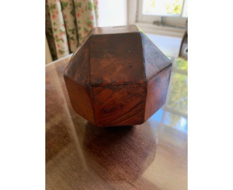 A 19th century cuboctahedron caddy, the sections made up of various woods. (Dimensions: Height 11cm, width 10.5cm)(Height 11c