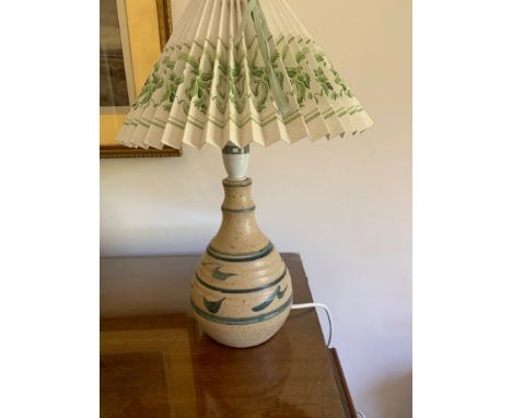 A Harbour Pottery table lamp, with blue brushwork decoration. (Dimensions: Height 40cm)(Height 40cm)