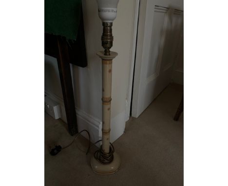 A painted table lamp base by Woolpit Interiors, Suffolk, height 54cm, and a mahogany table lamp (2).