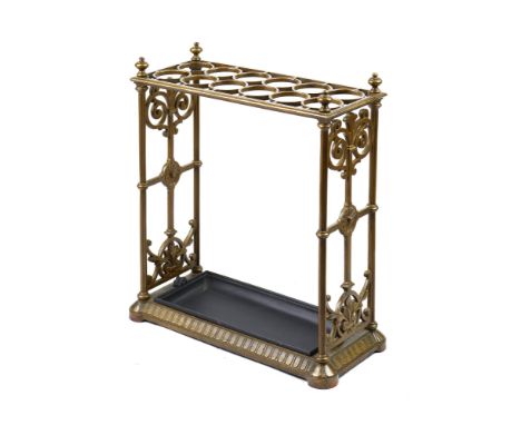A rare Coalbrookdale cast iron stick stand  circa 1870 with lift out tray&#44; fully stamped CB Dale and diamond registration