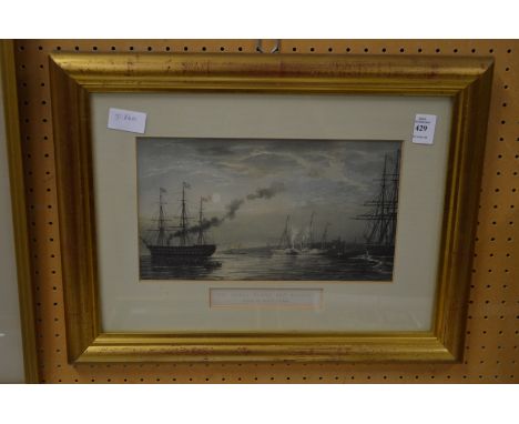 A colour print depicting the Royal Yacht off Margate.
