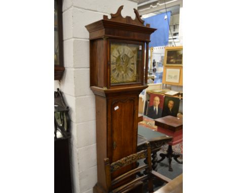 A 19th century oak longcase clock with square brass dial, signed J Stretch, Birmingham.