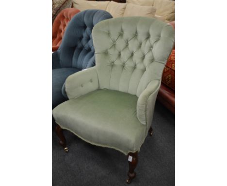 A Victorian button upholstered bedroom or nursing chair.