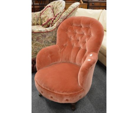 A Victorian button upholstered bedroom or nursing chair.