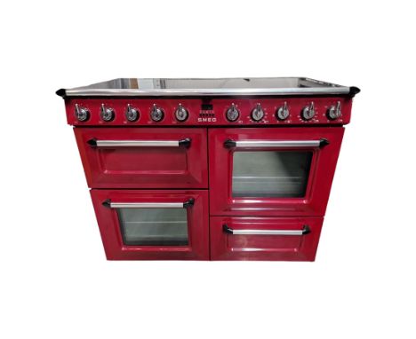 Smeg TR4110IRW Five ring induction cooker in dark red with grill and double ovensDimensions: Height:&nbsp;90cm&nbsp; Length/W