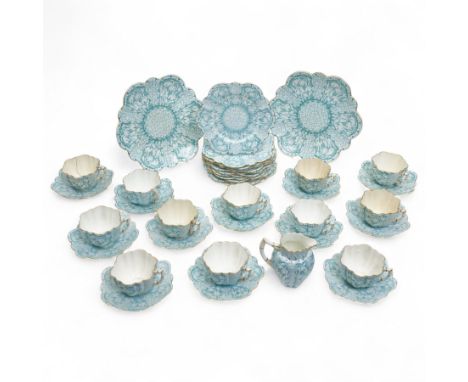 Early 20th century Foley tea service for twelve designed by Charles Wileman, comprising twelve teacups, twelve saucers, eleve