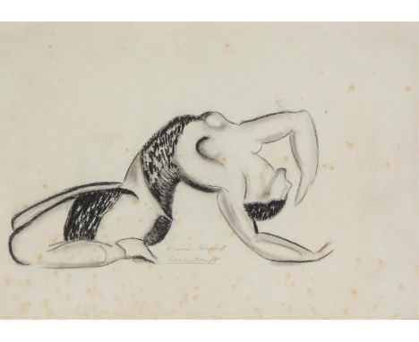 λ DAME LAURA KNIGHT (BRITISH 1877-1970)HUMAN SERPENT, STUDY FOR THE GOOSE FAIR Charcoal Signed and titled (lower centre)20.5 