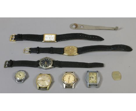 A small box of mid C20th wristwatches to include Citizen, Ingersol, Rotary, Bertina and another unnamed example.