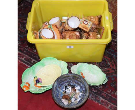 A collection of Beswick/Carlton ware leaf dishes, Wade Whimsies and a cottage ware tea service with toast rack, cruets and bi