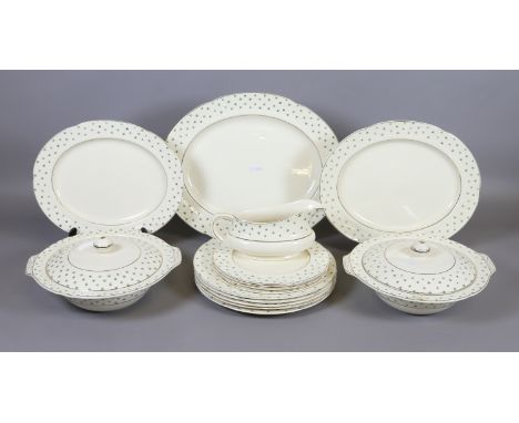 A H & K Tunstall part dinner service comprising two tureens, five dinner plates, four side plates, sauce boat etc.