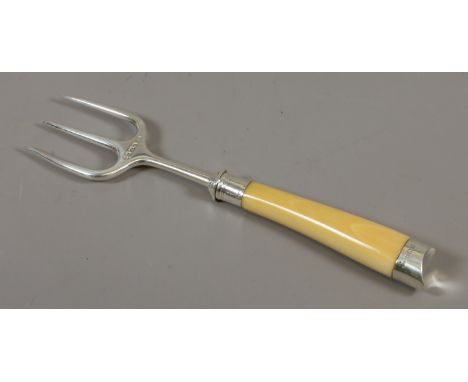 A Victorian silver toasting fork with ivory handle by Harrison Brothers & Howson, assayed Sheffield 1889.