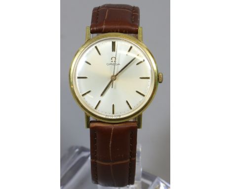 A gentleman's 1960s Omega manual wristwatch with satin dial, baton markers and centre seconds. Condition Report. To be used a