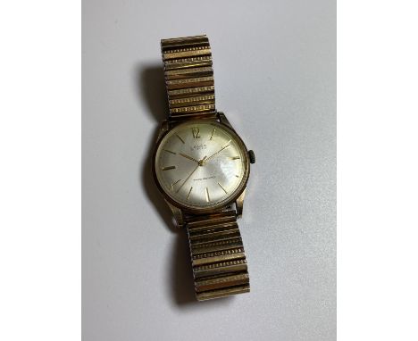 A VINTAGE 1960'S 9CT GOLD CASED 'LANCO' 21 JEWELS WATCH 