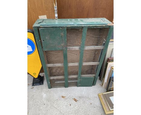 A VINTAGE WOODEN PIGEON TRANSPORT CAGE 