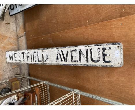A VINTAGE METAL 'WESTFIELD AVENUE' ROAD SIGN 