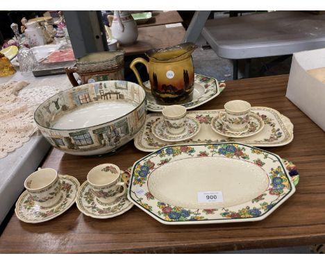 A QUANTITY OF VINTAGE ROYAL DOULTON CERAMICS RO INCLUDE JUGS, BOWLS, CUPS AND SAUCERS, ETC 
