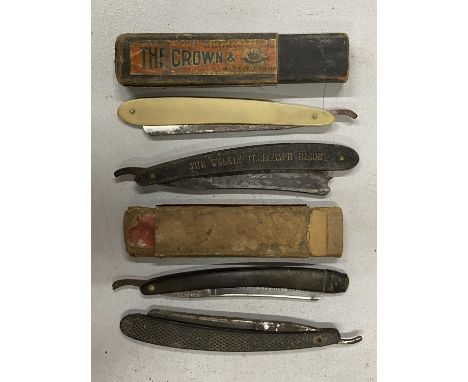 A GROUP OF VINTAGE CUT THROAT RAZORS 