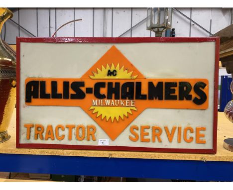 AN ALLIS CHALMERS TRACTOR SERVICE ILLUMINATED LIGHT BOX SIGN 73CM X 41CM X 10CM 