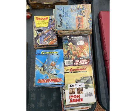 A COLLECTION OF VINTAGE COMMANDO COMICS AND WORLD'S OF TOMORROW 