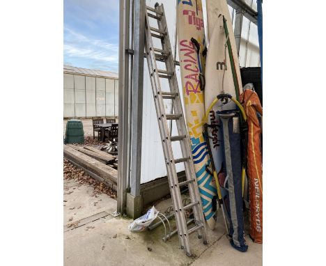 A 22 RUNG TWO SECTION ALUMINIUM EXTENDABLE LADDER 