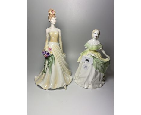 TWO COALPORT CERAMIC LADY FIGURES TO INCLUDE A LADIES OF FASHION &amp; MODERN BRIDE COLLECTION - 'VIENNA' 