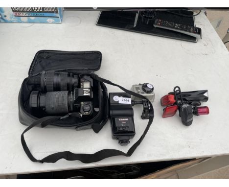 A PENTAX P50 CAMERA, A VIVITAR MACRO FOCUSING ZOOM LENS, A TAKUMAR LENS, A COBRA D400 FLASH AND A GO-PRO ETC 