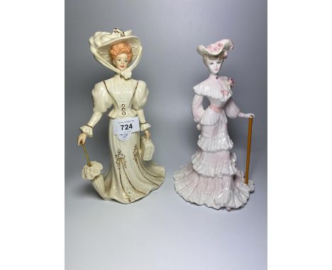 TWO CERAMIC LADY FIGURES - LENOX GRAND VOYAGE &amp; COALPORT LA BELLE EPOQUE 'LADY ALICE' 