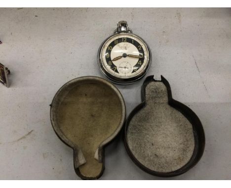 A VINTAGE INGERSOLL POCKET WATCH IN ORIGINAL BRASS CASE 