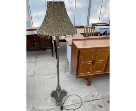 A WIDDOP BINGHAM &amp; CO BRASS AND RESIN SSTANDARD LAMP COMPLETE WITH SHADE 
