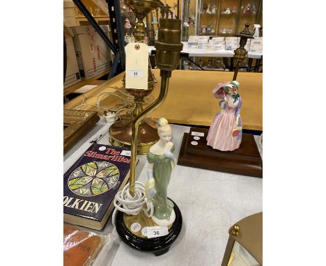 A ROYAL DOULTON LADY FIGURE (LORNA) LAMP BASE 