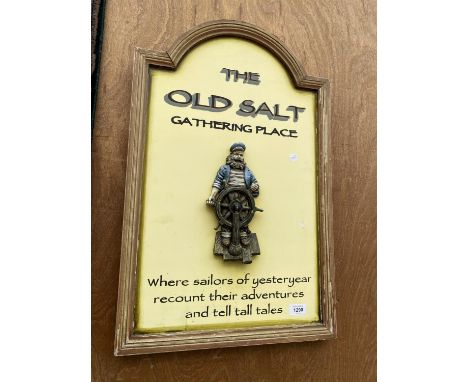 A VINTAGE STYLE 'THE OLD SALT' FRAMED ADVERTISING BOARD 