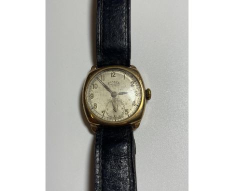 A 1930'S 9CT GOLD CASED 'ROTARY' SUPER-SPORTS 15 JEWELS WATCH 