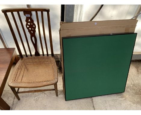 A BEECH WHEELBACK NURSING CHAIR AND FOLDING CARD TABLE 